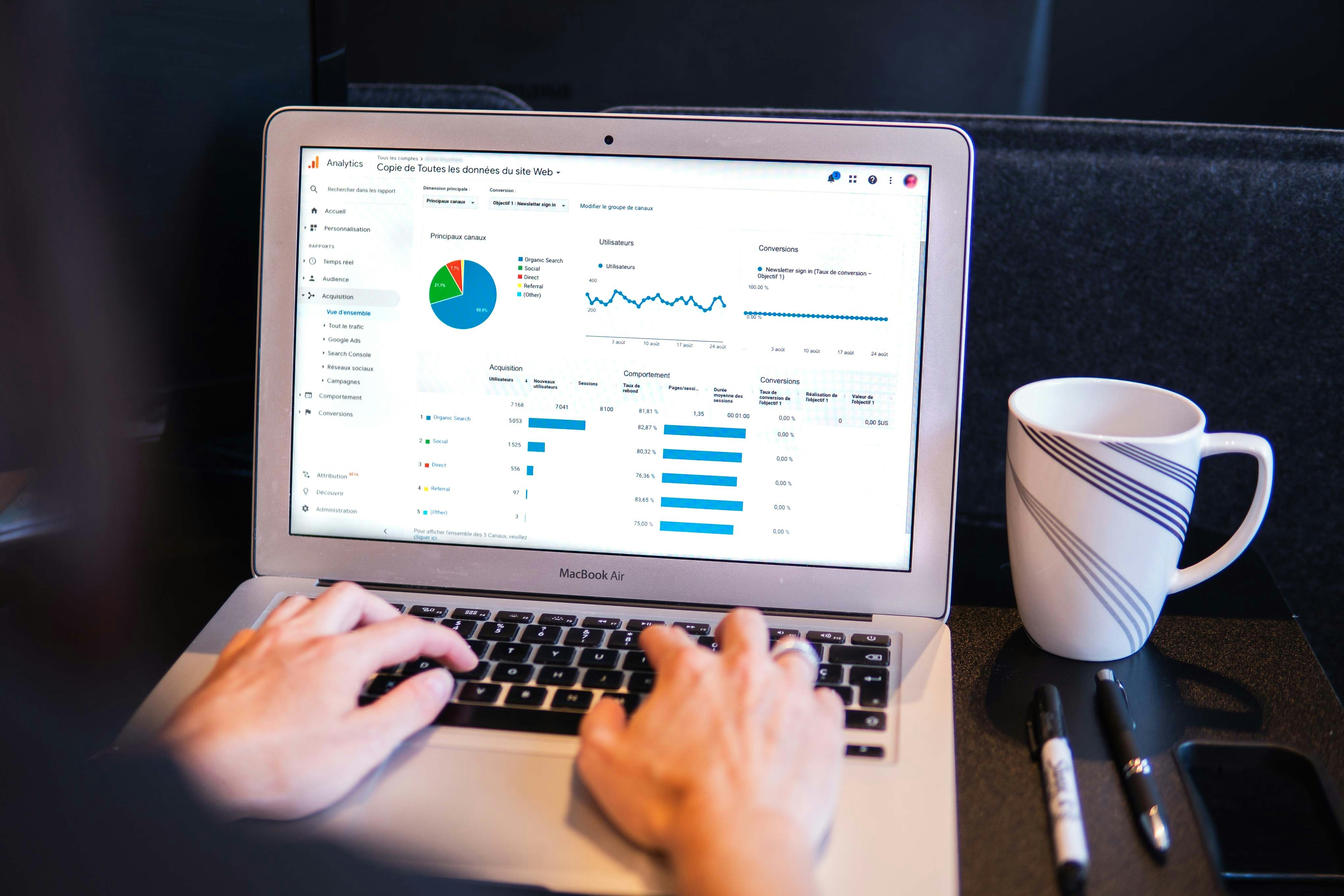 Google Analytics dashboard on a MacBook