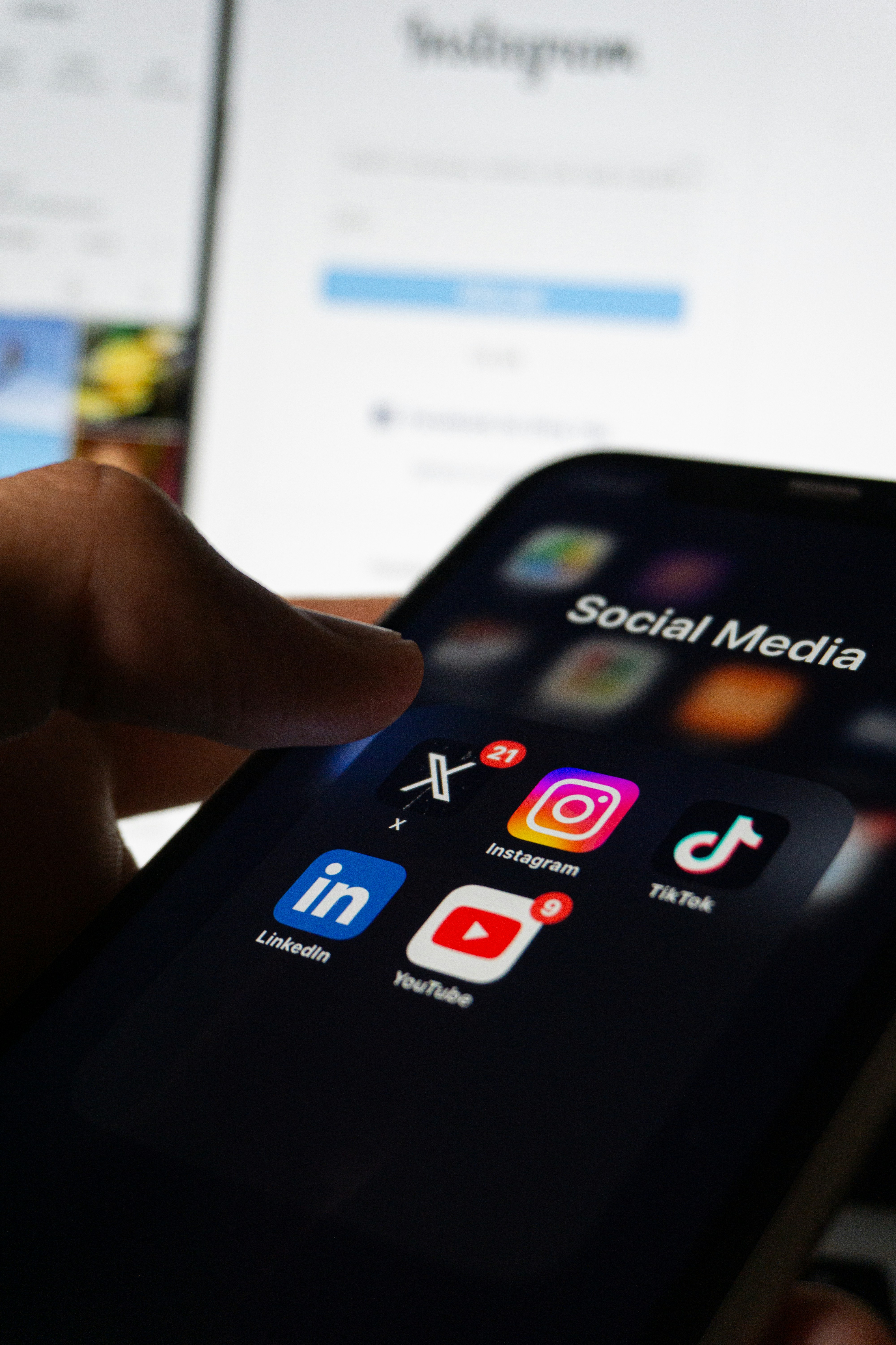 Social media apps on a phone screen